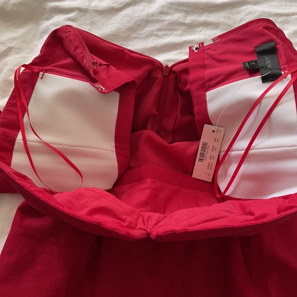 Jcrew RED (not green) Tie-waist strapless dress - Picture 12 of 15